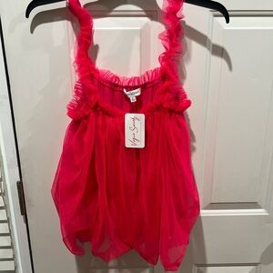 DAVI & DANI Vibrant Red Ruffled Bubble Top/Dress